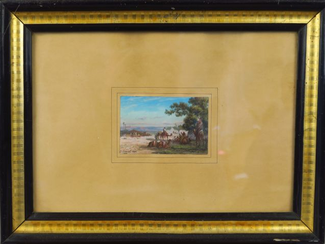 Paul PASCAL « Campement de bédouins» Gouache, signée en bas à gauche e