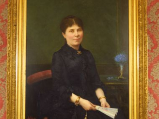 Vente aux enchères SALIERES Ecole française XIX ème "Portrait d'élégante à l'éventail" Hu