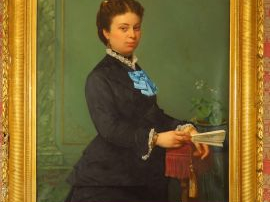 Vente aux enchères SALIERES Ecole française XIX ème  "Portrait d'élégante à l'éventail". 