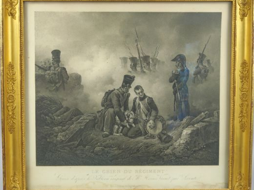 Paire de gravures en noir d’après Horace Vernet par Leconte « Le chien