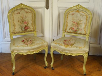 Vente aux enchères Mobilier de salon Napoléon III de style Louis XV en bois laqué gris ve
