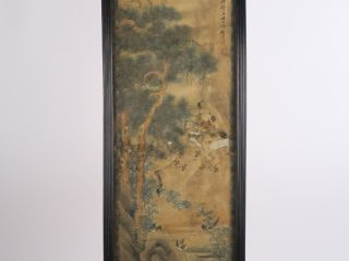 4 peintures sur papier, à décor d'oiseaux et de végétaux (mauvais état