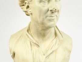 Vente aux enchères Portrait d'homme XIXème en plâtre, socle peint à l'imitation du marbre