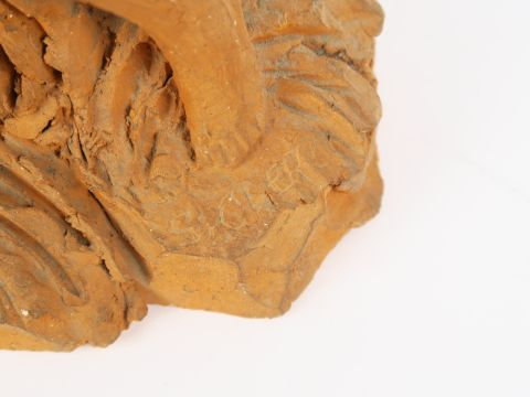 Sylvestre CLERC "Femme et biche". Sculpture en terre cuite.  Signée. H