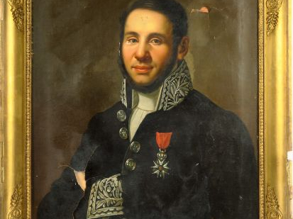 Ecole française XIXème "Portrait d'homme à la Légion d'Honneur". Huile