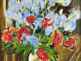 Vente aux enchères Mario CAVAGLIERI "Bouquet de fleurs dans un vase". Huile sur papier, s