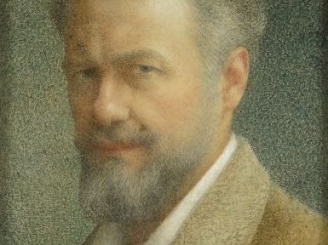 Vente aux enchères E. LOUP "Autoportrait". Pastel, signé en haut à droite. 40 x 32 cm