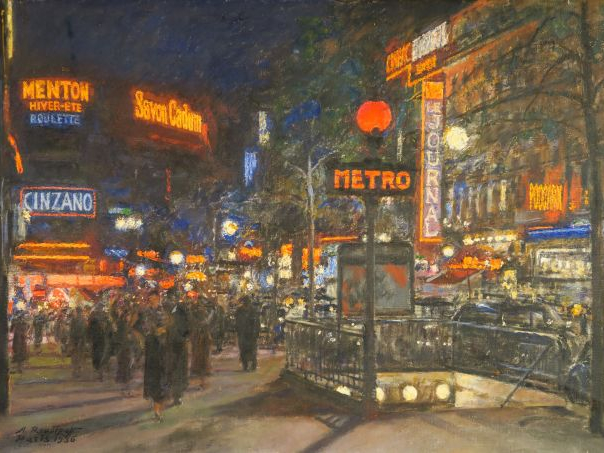 Alexandre ROUBTZOFF "Paris, Richelieu Drouot". Huile sur toile, signée