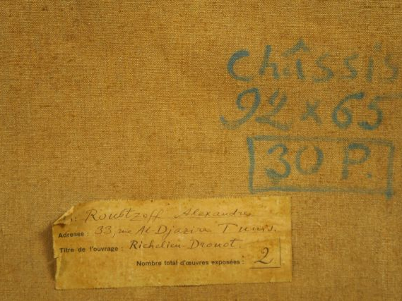 Alexandre ROUBTZOFF "Paris, Richelieu Drouot". Huile sur toile, signée