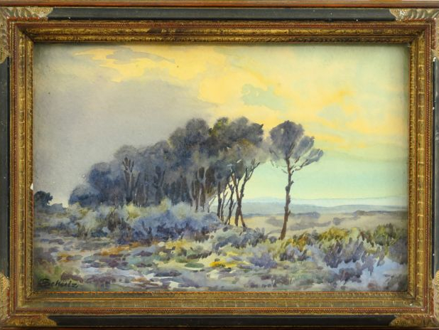 SCHULZ "Paysage". Aquarelle, signée en bas à gauche.  17,5 x 27 cm