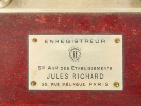 Enregistreur Jules RICHARD, coffret en acajou.