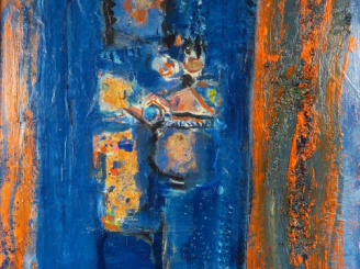 Vente aux enchères YANKEL. 'Maman et la mère Picot'. Huile sur toile signée au dos. Dim. 