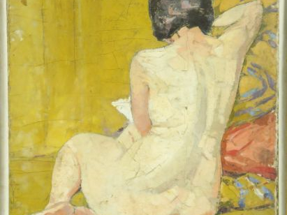 Ecole Française Xxe. 'Nu de dos'. Huile sur toile, marouflée sur panne