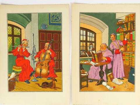 Suite de quatorze lithographies d'après Harry Elliott et 6 lithographi