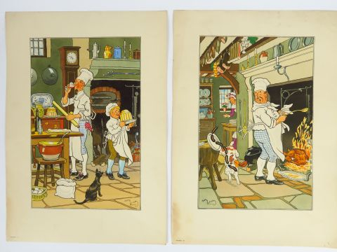 Suite de quatorze lithographies d'après Harry Elliott et 6 lithographi