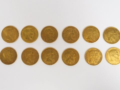 12 pièces de 20 francs belge or