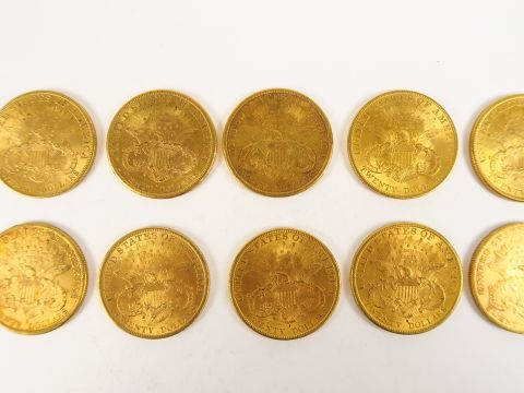 10 pièces de 20 dollars or