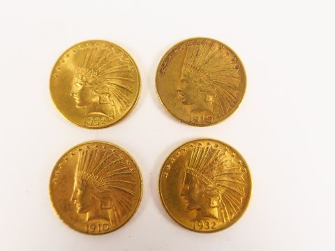 4 pièces de 10 dollars or (tête d'indien)
