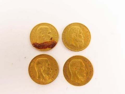 4 pièces de 20 francs belge or