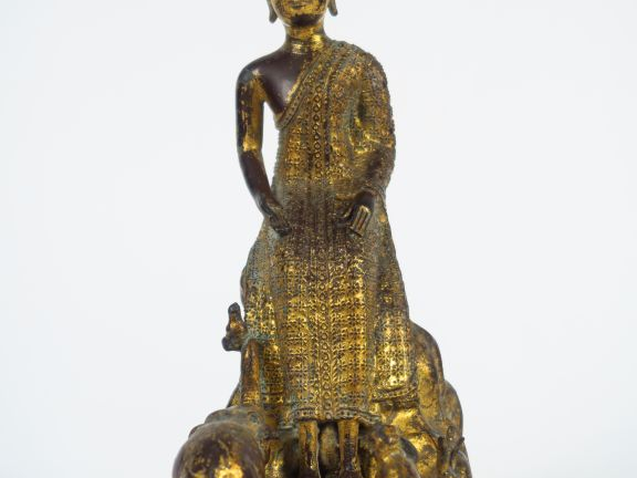 Groupe en bronze figurant des animaux présentant des offrandes au Boud