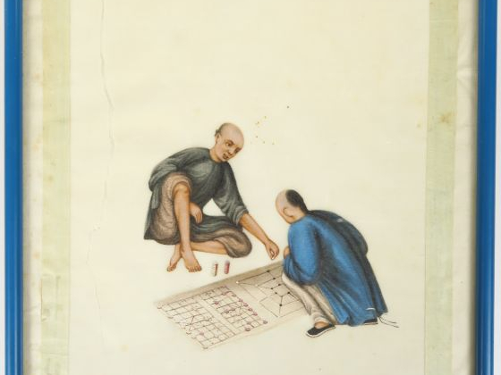 Suite de cinq gouaches de Canton sur papier de riz représentant différ