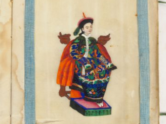 Vente aux enchères Album de 12 gouaches de Canton sur papier de riz, représentant différe