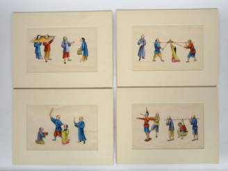 Vente aux enchères Douze gouaches de Canton sur papier de riz, représentant des jugements