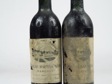 2 BOUTEILLES CHÂTEAU RAUSAN SEGLA GCC MARGAUX - 1957 - BG/EA/BS