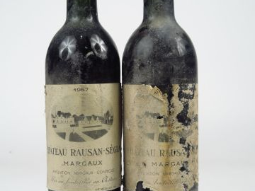 2 BOUTEILLES CHÂTEAU RAUSAN SEGLA GCC MARGAUX - 1957 - LB/1 EA/BS
