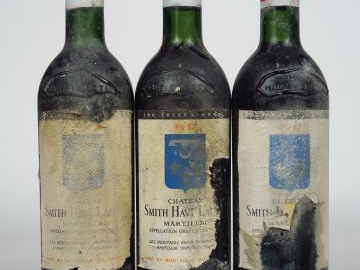 3 BOUTEILLES CHÂTEAU SMITH HAUT LAFITTE MARTILLAC - 1957 - BG/EA/BS
