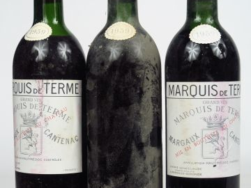 3 BOUTEILLES CHÂTEAU MARQUIS DE TERME CC MARGAUX - 1959 - 1 LB/2 HEP/1