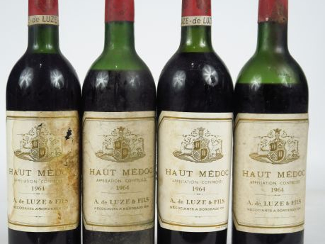 4 BOUTEILLES HAUT MEDOC A. DE LUZE - 1964 - 2 LB/1 MEP/1 BEP/EA 