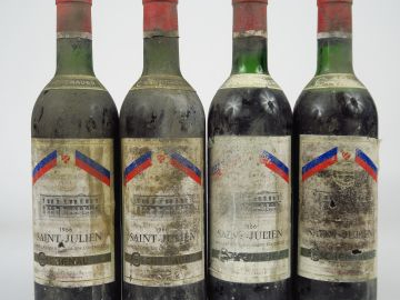 4 BOUTEILLES SAINT JULIEN ESCHENAUER - 1966 - 2 LB/2 MEP/EA