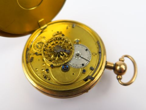 Montre de gousset XIXe en or, signée Vigniaux à Toulouse. Poids tel : 