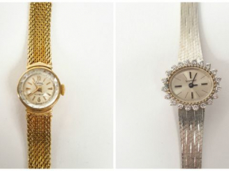 Vente aux enchères EDMA. Montre de dame, boitier et bracelet semi rigide en or jaune. On 