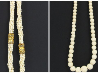 Vente aux enchères Collier de 8 rangs de perles d'eau douce et collier en perles d'ivoire