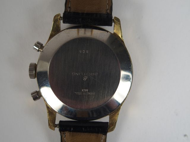 BREITLING, "Navitimer". Montre d'homme, boitier acier plaqué or, brace