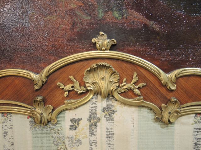 Paravent à trois bruns de style Louis XV en marqueterie, très belle or