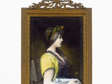 LEFEBVRE "Portrait de jeune fille à la couronne de laurier".  Plaque é