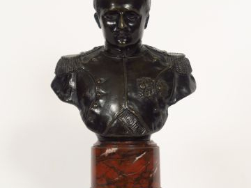 P. RIGUAL "Portrait de Napoléon en buste" Sculpture en bronze à patine