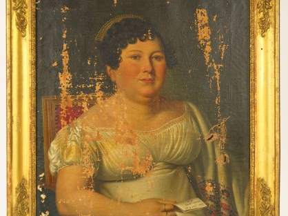 Ecole française début XIXème "Portrait de femme à la tiare" Huile sur 