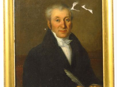 Ecole française XIXème "Portrait d'écrivain" Huile sur toile (accident