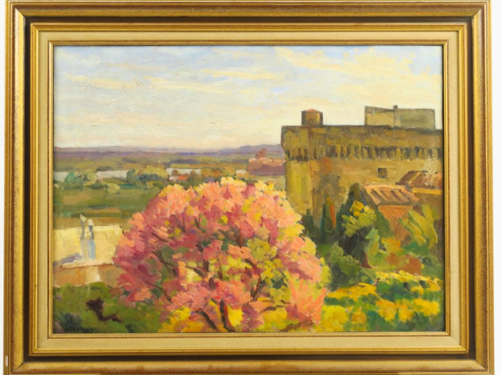 A. LAUVRAY. "Le fort de Saint André". Huile sur toile, signée en bas à