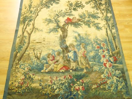 Paire de tapisserie d’Aubusson XVIIIème, « Jeux d’enfants » (sans bord