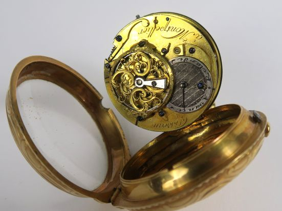 Montre de Gousset XVIIIe en or, signée Tisseau à Montpellier. Poids te