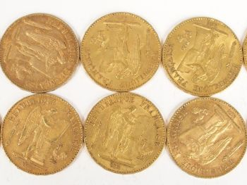 10 pièces de 20 Francs or, Génie. Poids: 64,5gr