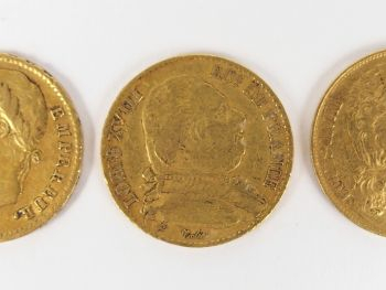 3 pièces de 20 Francs or: -Napoléon Empereur, tête laurée, 1812-Paris,