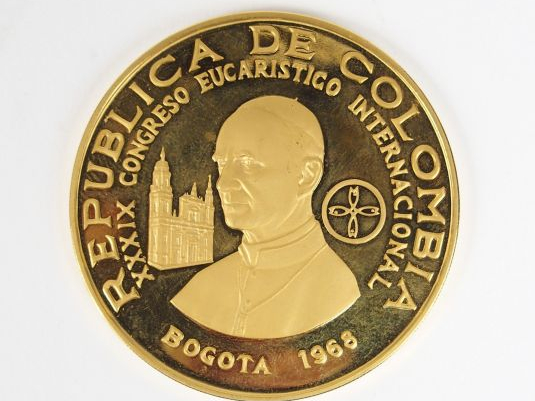 Pièce or 1500 Pesos, 900/1000e, République de Colombie, Congrès euchar