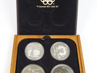 Coffret contenant 4 pièces argent des Jeux Olympiques de Montreal de 1
