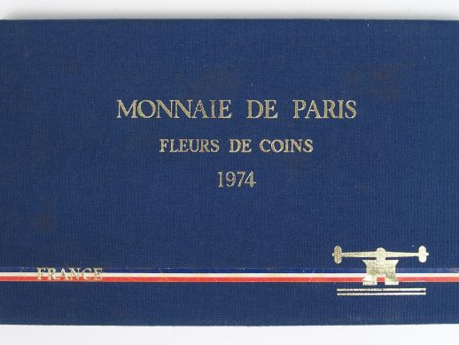 Coffret Monnaie de Paris, Fleurs de coins 1974 contenant 9 pièces: 50 
